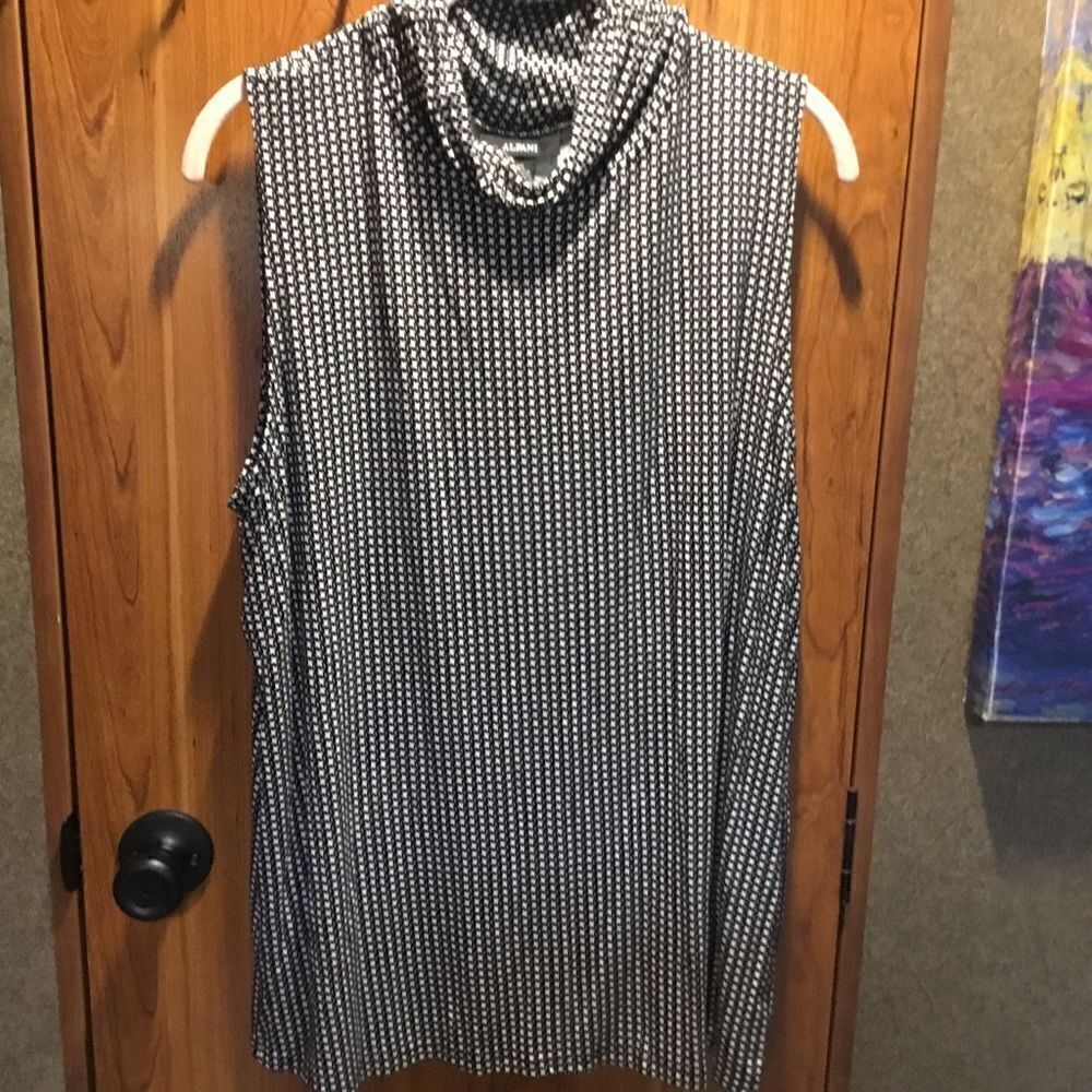 NWOT. Alfani Brand Women’s Size XXL Mock Turtleneck Knit Top Black & White